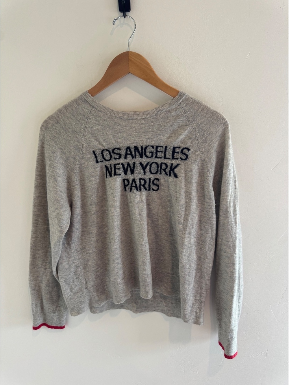 Sundry Los Angeles New York Paris Gray Lightweight Sweater